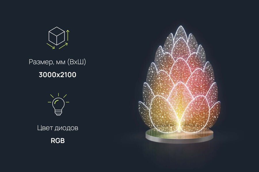 Скульптура светодиодная Шишка: размеры, характеристики