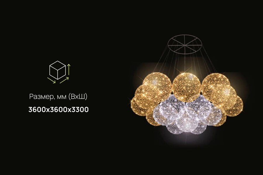 Подвесная композиция Shine: размеры, характериситики