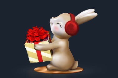 Фигура из пенопласта Зайчик с подарком