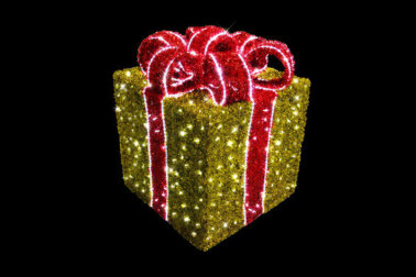 Светодиодная фигура Подарочная коробка с мишурой