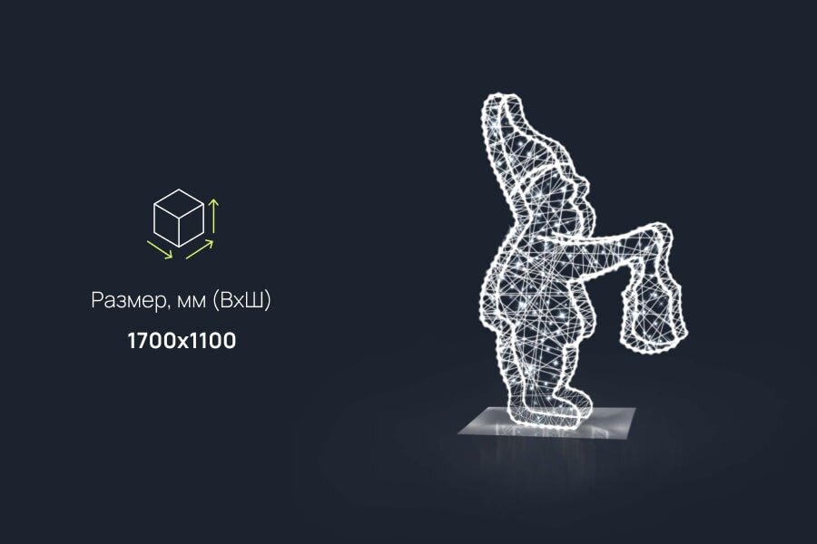 Светодиодная плетеная фигура Гном: размеры, характеристики