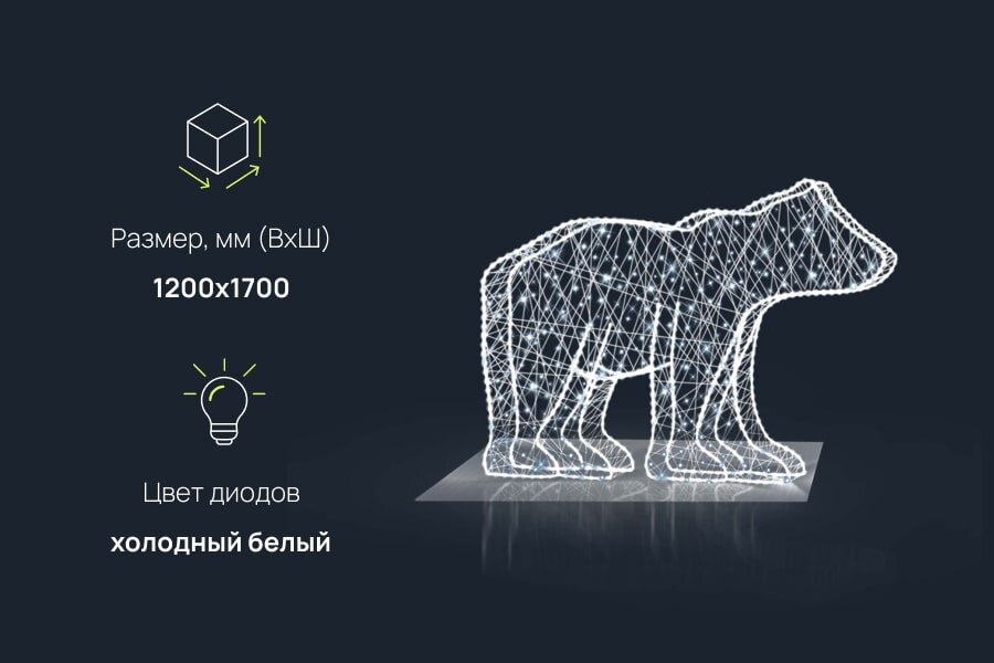 Световая фигура Северный мишка: размеры, характеристики