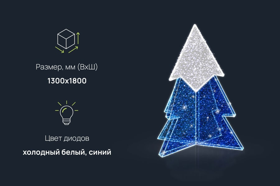 Скульптура световая новогодняя Ель Аляска: размер, характеристики