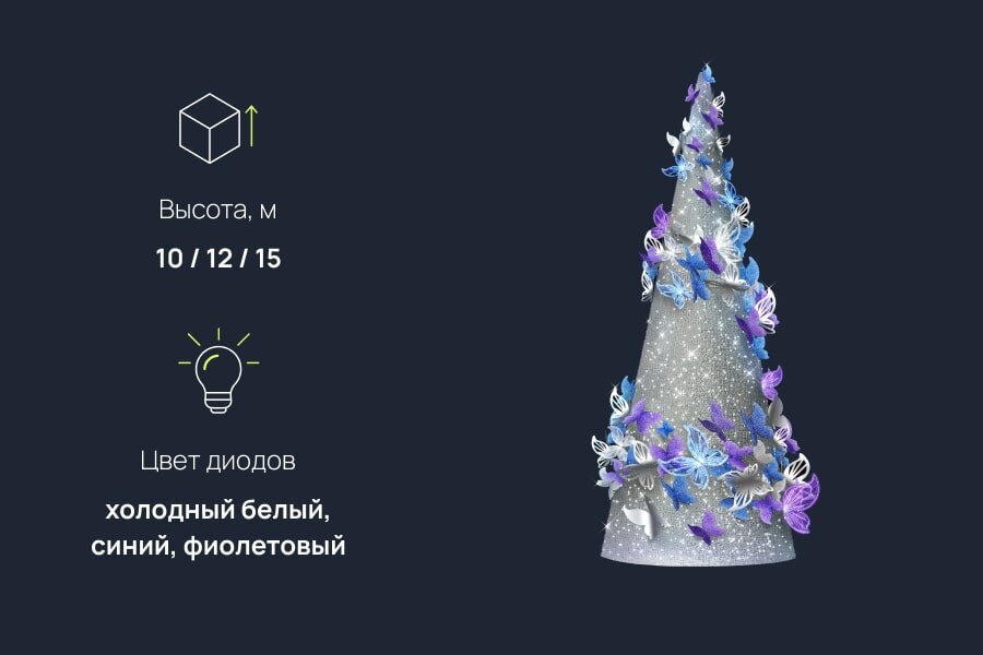 Ель из поликарбоната декоративная с бабочками: размеры, характеристики