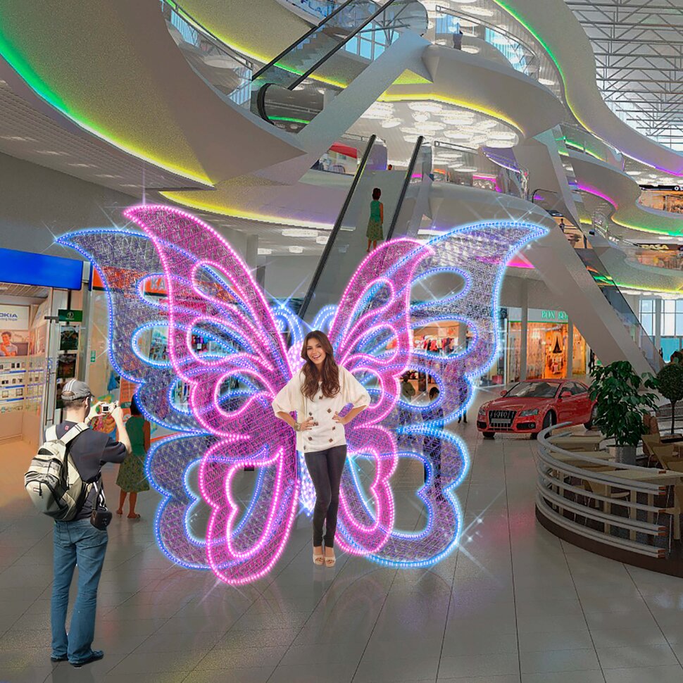 Световая фотозона "Бабочка Dream" для торговых центров