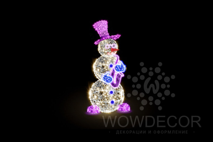 Декоративная световая фигура Снеговик с саксофоном