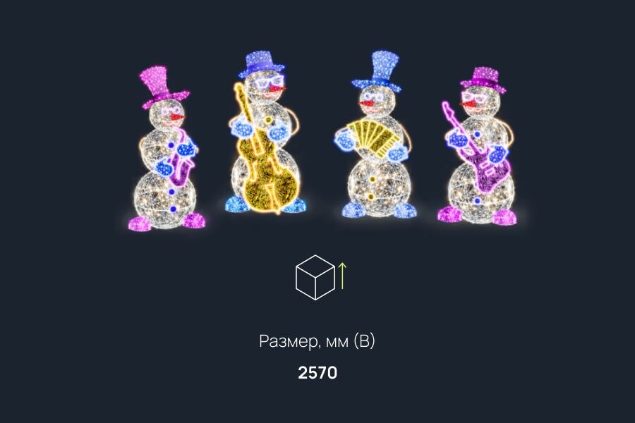 Снеговики музыканты новогодний декор: размеры, характеристики