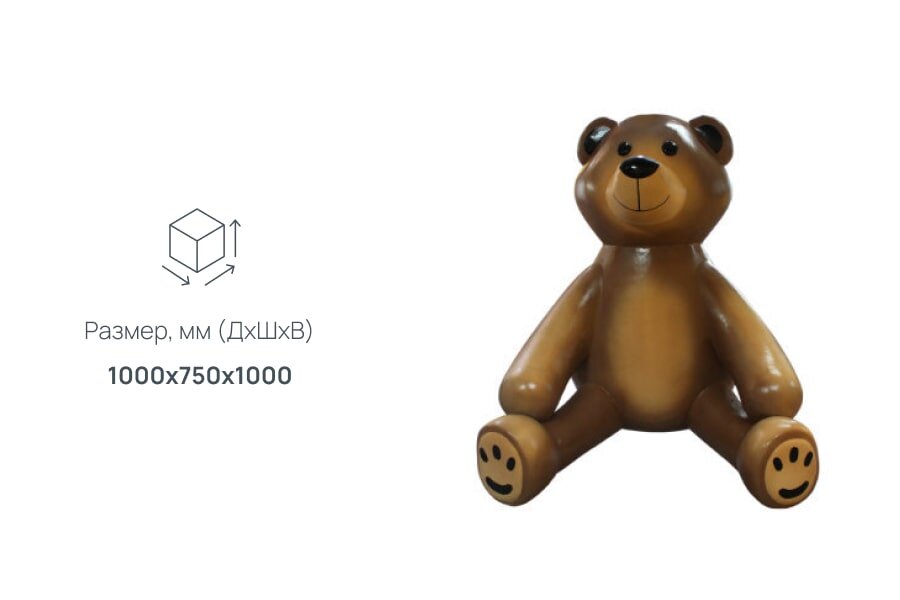 Медведь с бантом 3D фигура: размеры, описание